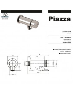 PIAZZA 43004 CR PIAZZAMATIC JUEGO GRIFERIA TEMPORIZADO LAVATORIO PARED 