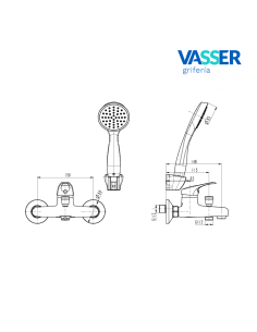 VASSER 29/1062 CR IRIS JUEGO GRIFERIA MONOCOMANDO DUCHA EXTERIOR CON DUCHADOR MANUAL