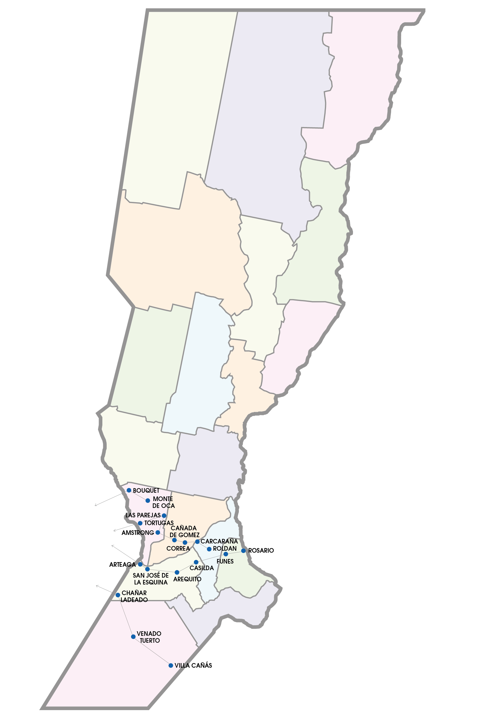 Localidades con envío propio — Provincia de Santa Fe